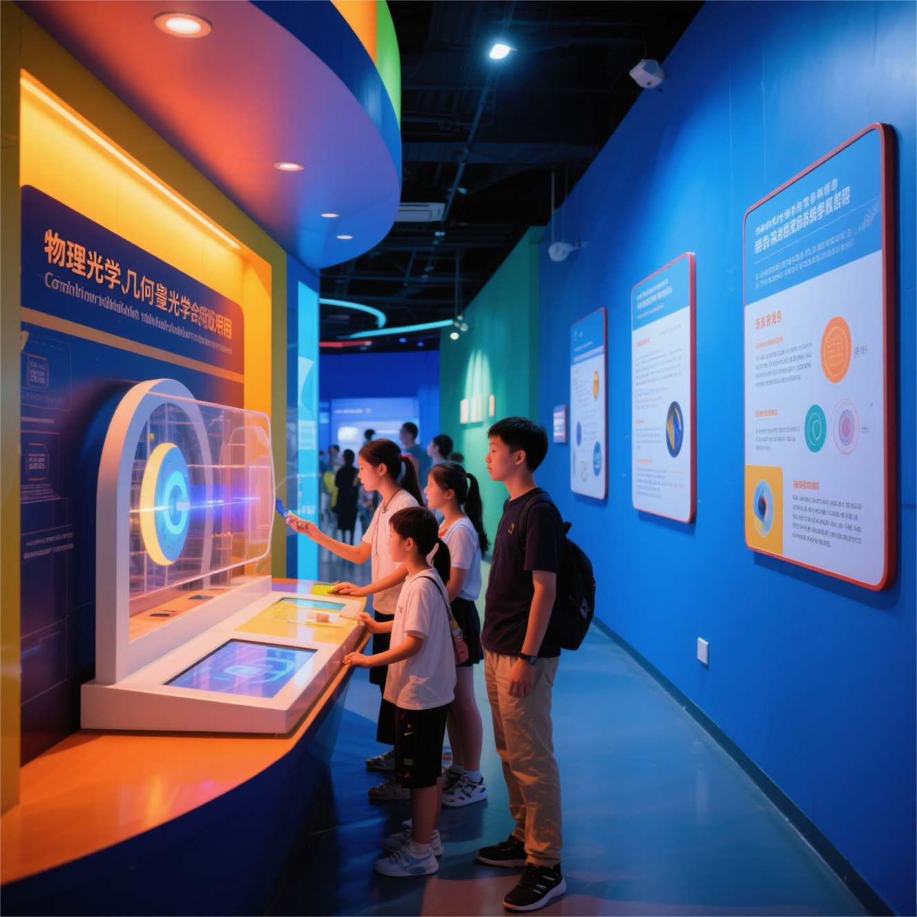 Kids explore science exhibit in museum