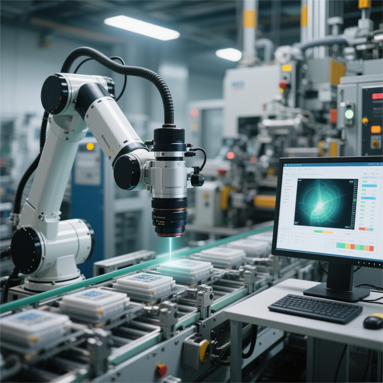 Industrial robot on factory line